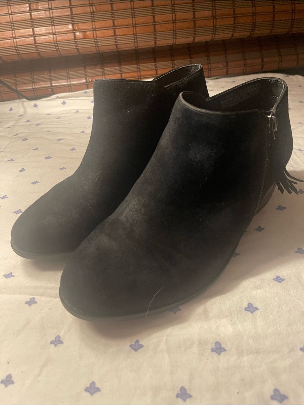 Vionic Black Suede Ankle Booties with Side Zipper